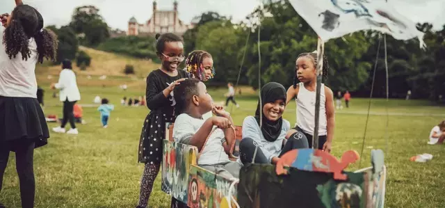 Children enjoying an activity during Play in the Park in Greenwich Park