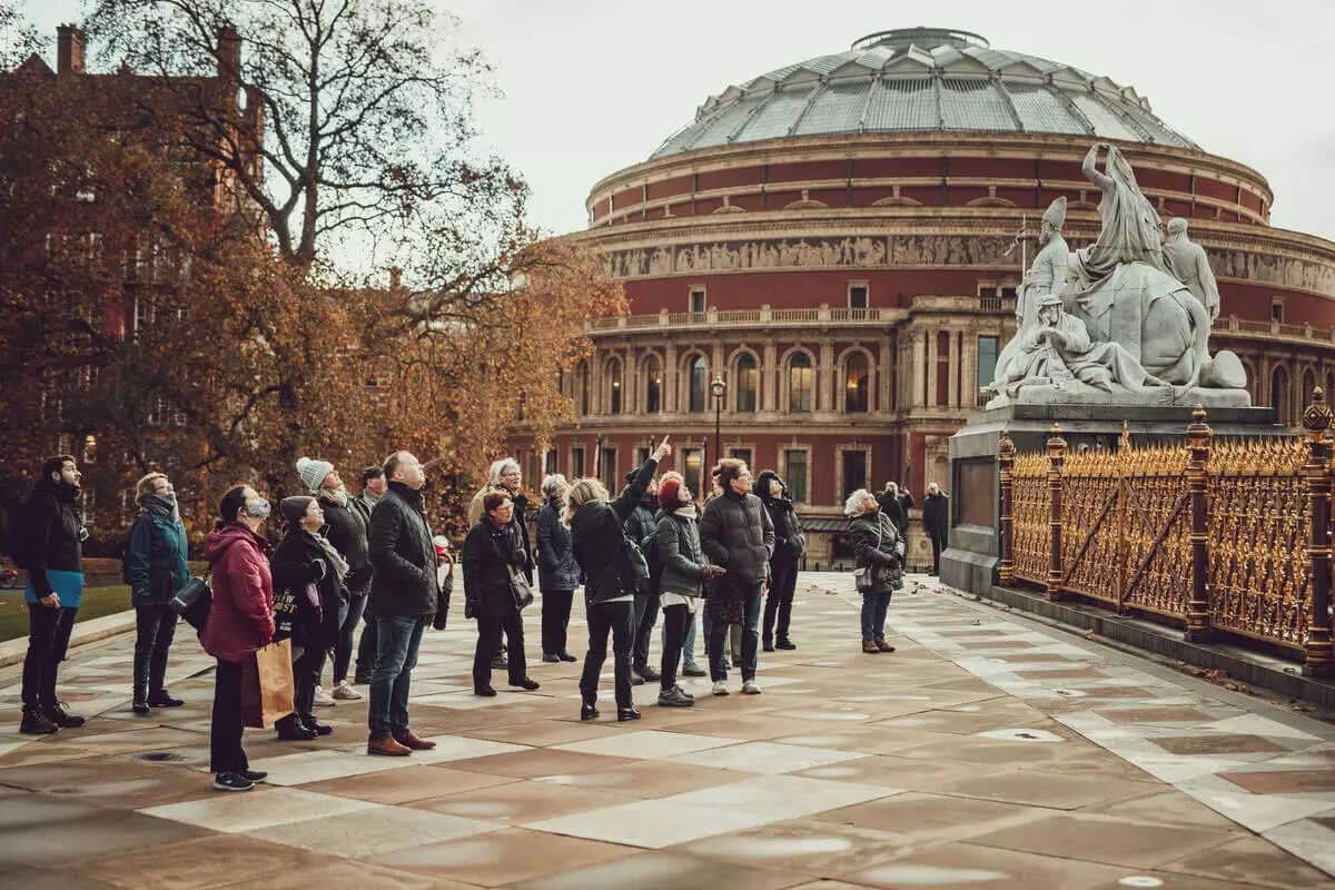 Group of adults on a walking tour of the Albert Memorial