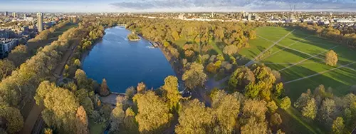 Aerial view above Hyde Park