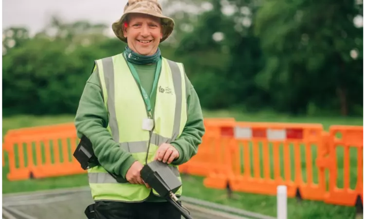 A photo of Community Archaeologist Andrew Mayfield on a dig site in Greenwich Park