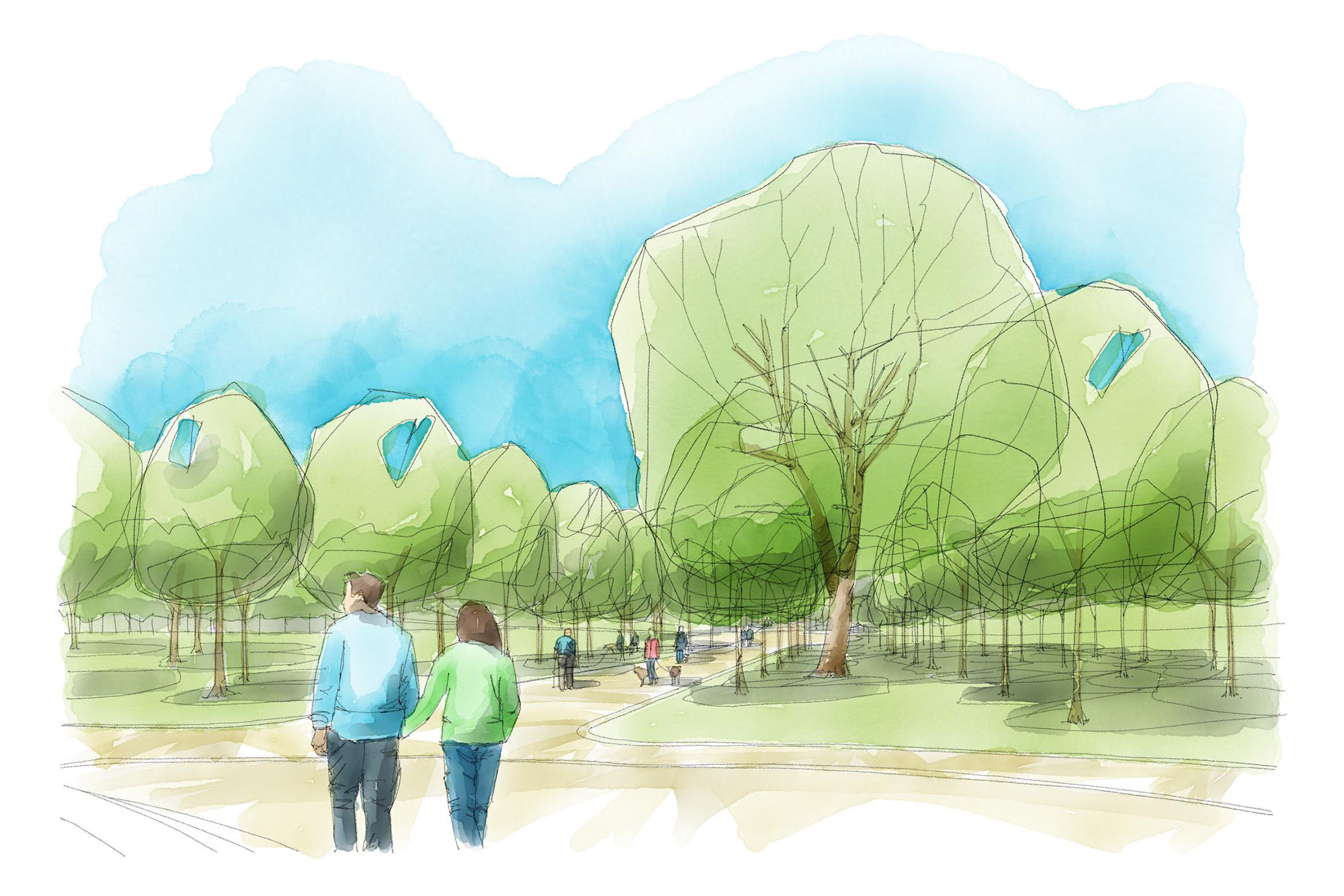 Artist's impression of restored tree avenue