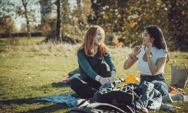 Women relaxing in the sunshine